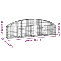 Produktbild för Gabion bågformad 200x30x40/60 cm galvaniserat järn