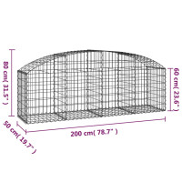 Produktbild för Gabion bågformad 200x50x60/80 cm galvaniserat järn