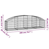 Produktbild för Gabion bågformad 200x50x40/60 cm galvaniserat järn