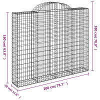 Produktbild för Gabion bågformad 200x30x160/180 cm galvaniserat järn