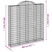 Produktbild för Gabion bågformad 200x30x200/220 cm galvaniserat järn