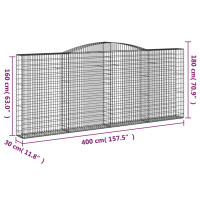 Produktbild för Gabion bågformad 400x30x160/180 cm galvaniserat järn