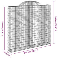 Produktbild för Gabion bågformad 200x30x180/200 cm galvaniserat järn