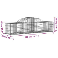 Produktbild för Gabion bågformad 200x50x40/60 cm galvaniserat järn