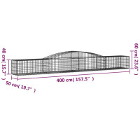 Produktbild för Gabion bågformad 400x50x40/60 cm galvaniserat järn