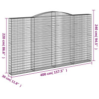 Produktbild för Gabion bågformad 400x30x220/240 cm galvaniserat järn