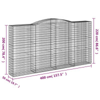 Produktbild för Gabion bågformad 400x50x200/220 cm galvaniserat järn