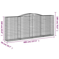 Produktbild för Gabion bågformad 400x50x160/180 cm galvaniserat järn