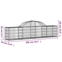 Produktbild för Gabion bågformad 200x30x40/60 cm galvaniserat järn