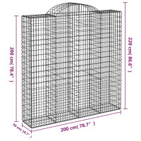 Produktbild för Gabion bågformad 200x50x200/220 cm galvaniserat järn