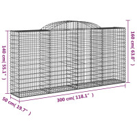 Produktbild för Gabion bågformad 300x50x140/160 cm galvaniserat järn