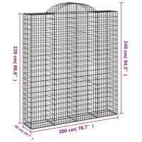 Produktbild för Gabion bågformad 200x50x220/240 cm galvaniserat järn