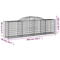 Produktbild för Gabion bågformad 300x50x80/100 cm galvaniserat järn