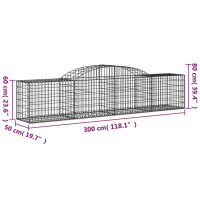 Produktbild för Gabion bågformad 300x50x60/80 cm galvaniserat järn