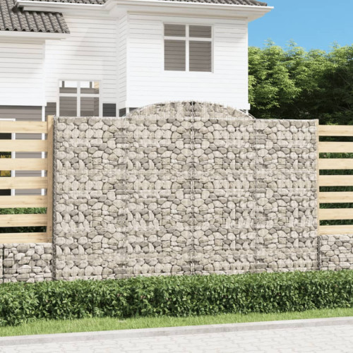 vidaXL Gabion bågformad 300x50x200/220 cm galvaniserat järn