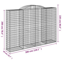 Produktbild för Gabion bågformad 300x50x200/220 cm galvaniserat järn