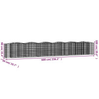 Produktbild för Upphöjd planteringsgabion 600x50x100 cm galvaniserat järn