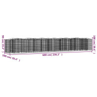 Produktbild för Upphöjd planteringsgabion 600x100x100 cm galvaniserat järn