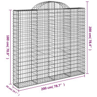 Produktbild för Gabion bågformad 200x50x180/200 cm galvaniserat järn