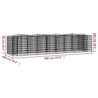 Produktbild för Upphöjd planteringsgabion 400x100x100 cm galvaniserat järn