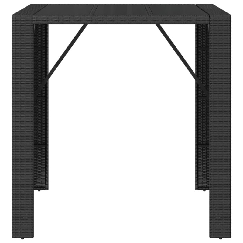 Produktbild för Barbord med glasskiva svart 105x80x110 cm konstrotting