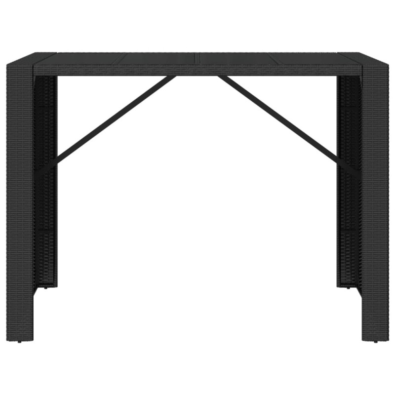 Produktbild för Barbord med glasskiva svart 145x80x110 cm konstrotting