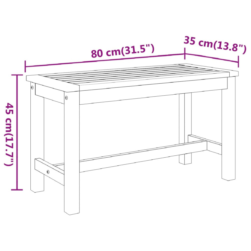 Produktbild för Trädgårdsbänk 80x35x45 cm massivt akaciaträ
