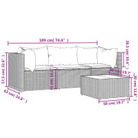 Produktbild för Loungegrupp för trädgården med dynor 4 delar svart konstrotting