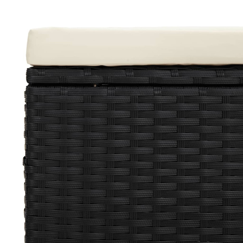 Produktbild för Fotpall med kudde 2 st svart 40x30x40 cm konstrotting