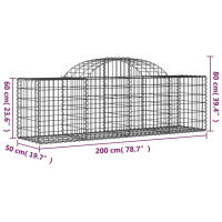 Produktbild för Gabion bågformad 200x50x60/80 cm galvaniserat järn