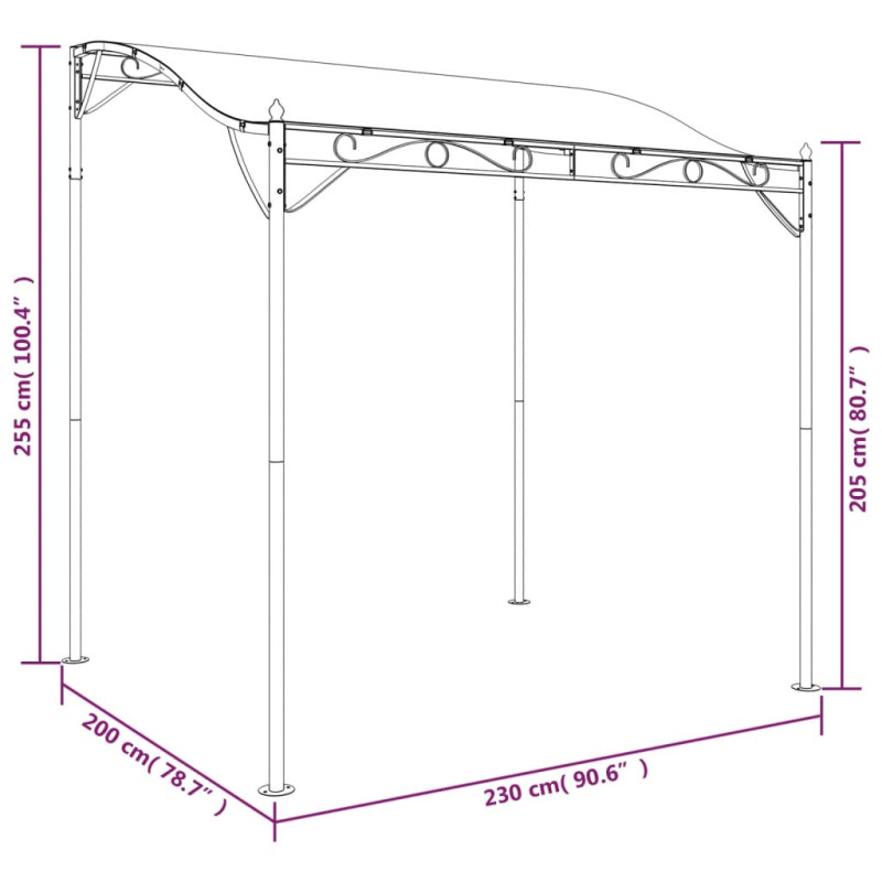 Produktbild för Paviljong gräddvit 2x2,3 m 180 g/m² tyg och stål