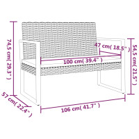 Produktbild för Trädgårdsbänk med dynor svart 106 cm konstrotting