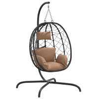 Produktbild för Hängande stol med dyna taupe konstrotting & stål