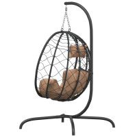 Produktbild för Hängande stol med dyna taupe konstrotting & stål