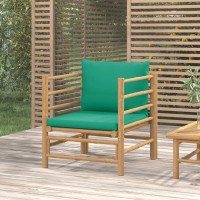 Produktbild för Fåtölj för trädgården med grön dyna bambu