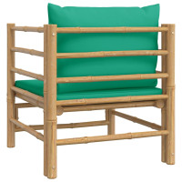 Produktbild för Fåtölj för trädgården med grön dyna bambu
