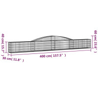 Produktbild för Gabion bågformad 400x30x40/60 cm galvaniserat järn