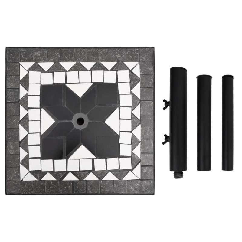 Produktbild för Parasollfot svart och vit fyrkantig 12 kg