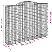 Produktbild för Gabion bågformad 300x50x220/240 cm galvaniserat järn