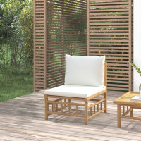 Produktbild för Soffa mittdel med gräddvita dynor bambu
