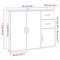 Produktbild för Skänk sonoma-ek 91x29,5x75 cm konstruerat trä