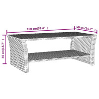 Produktbild för Soffbord grå 100x50x40 cm konstrotting