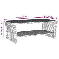 Produktbild för Soffbord svart 100x50x40 cm konstrotting