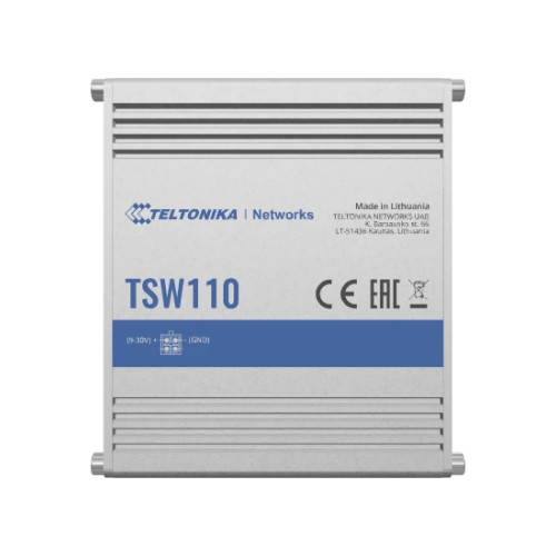 Teltonika Teltonika TSW110 nätverksswitchar Ohanterad Gigabit Ethernet (10/100/1000) Strömförsörjning via Ethernet (PoE) stöd Blå, Grå