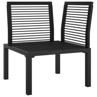 Produktbild för Trädgårdsstol hörnsektion med dynor svart och grå konstrotting