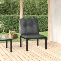 Produktbild för Trädgårdsstol med dynor svart och grå konstrotting