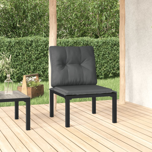 vidaXL Trädgårdsstol med dynor svart och grå konstrotting
