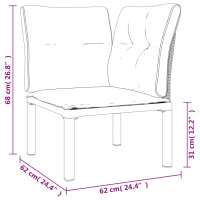 Miniatyr av produktbild för Trädgårdsstol hörn med dynor 2 st svart&grå konstrotting