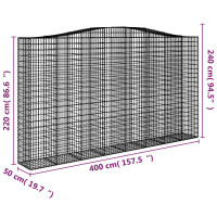 Produktbild för Gabioner bågformade 5 st 400x50x220/240 cm galvaniserat järn