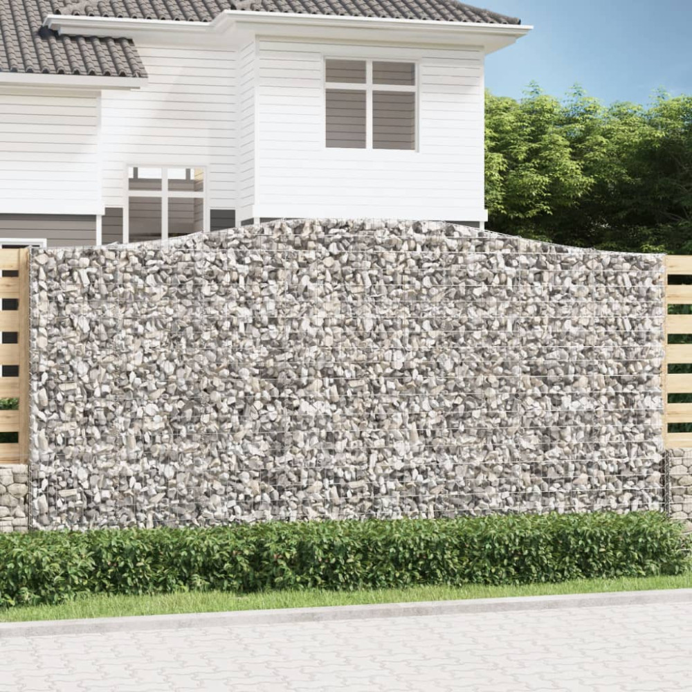 Produktbild för Gabioner bågformade 2 st 400x50x200/220 cm galvaniserat järn